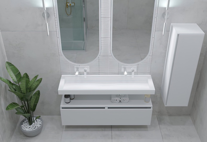 Раковина - столешница Armadi Art Flat Calacatta 140 белый 859-140 - 1