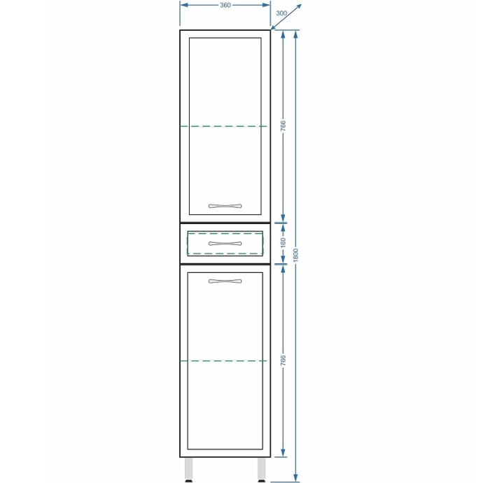 Шкаф-пенал Stella Polar Концепт 36 белый SP-00000145 - 3