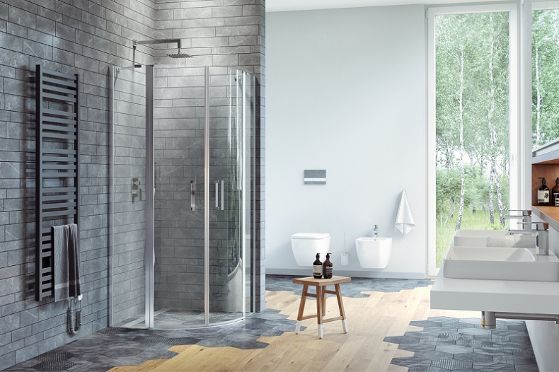 Душевой уголок Excellent Mazo 90х90 профиль хром стекло прозрачное KAEX.3000.2S.9090.LPx2 + KAEX.3001.2D.0400.LP - 1