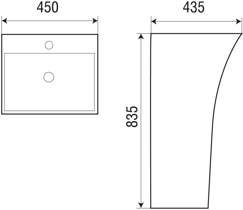 Раковина напольная Weltwasser WW LEERBACH 4543 GL-WT 45 белый  10000005492 - 3