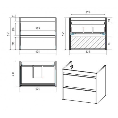 Тумба под раковину Brevita Balaton 65 белый  BAL-06065-01-01П2Я - 5