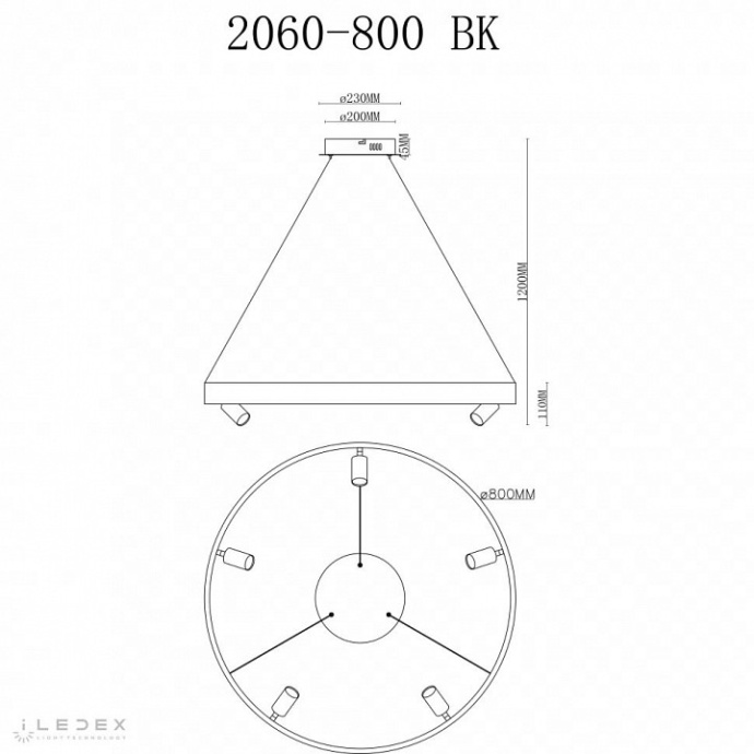 Подвесная люстра iLedex Vision 2060-D800 BK - 2