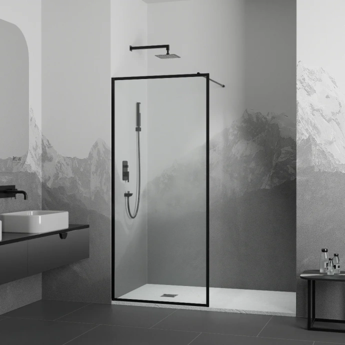 Душевая перегородка RGW Walk In WA-012B 80х200 профиль черный стекло прозрачное 35101280-84 - 1