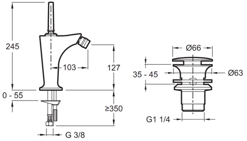 Смеситель для биде Jacob Delafon Margaux хром  E16224-4-CP - 1
