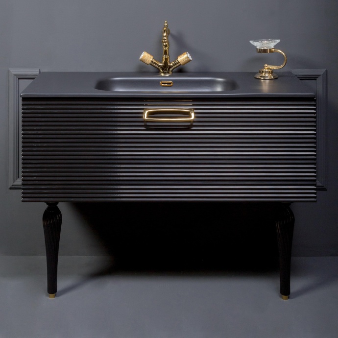 Тумба под раковину Armadi Art Vallessi Avangarde Linea 100 черный - золото 842-100-BG - 0