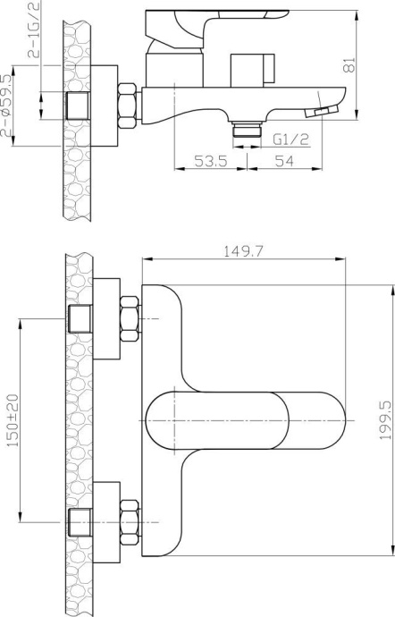 Смеситель Agger Gorgeous A0210000 для ванны с душем - 1