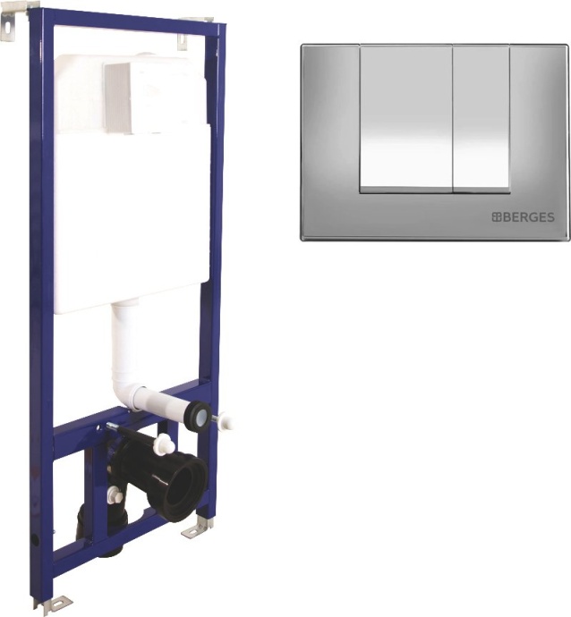 Система инсталляции для унитазов Berges Wasserhaus Novum с кнопкой смыва, хром глянец 040243 - 0