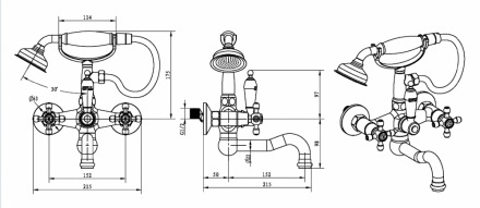 Смеситель для ванны Boheme Royal Cristal золото с переключателем Swarovski 293-Royal - 2