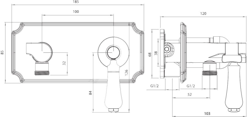 Гигиенический душ Elghansa Classicline 15C0686-Bronze (Set-49) со смесителем, С ВНУТРЕННЕЙ ЧАСТЬЮ - 2