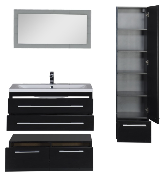 Тумба Aquanet Нота 100 подкатная, черная 170734 - 25