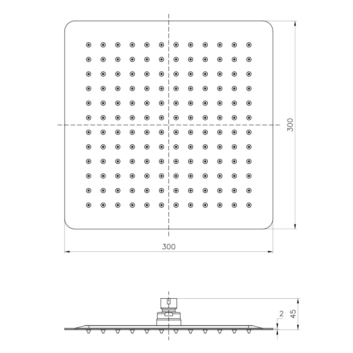 Душевая лейка верхняя Lemark LM9488S, квадратная, 300х300 мм., нерж. сталь - 1
