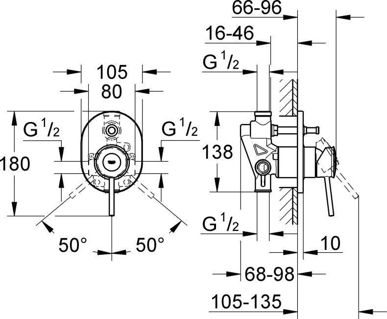 Смеситель Grohe BauClassic 29047000 С ВНУТРЕННЕЙ ЧАСТЬЮ - 2