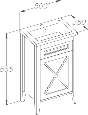 Тумба с раковиной Opadiris Палермо 50 R светлый орех - 3