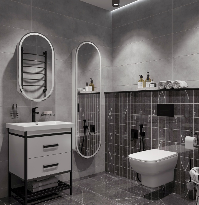 Шкаф-пенал STWORKI Мальмё МВК075 45, с подсветкой, белый - 6