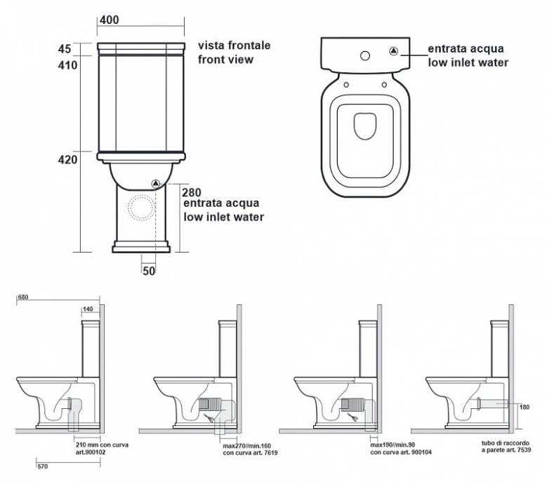 Бачок для унитаза Kerasan Waldorf белый  418101 - 3