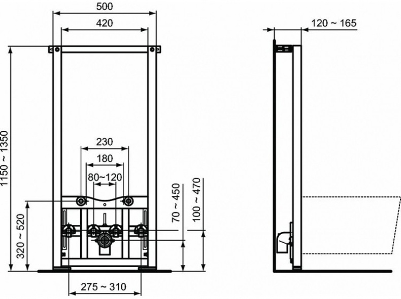 Комплект биде с инсталляцией Ideal Standard Tesi белый D3868V1 - 8