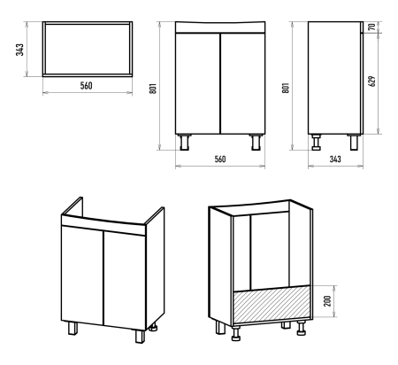 Тумба с раковиной Misty Клермонт 60 белая матовая УТ000015434 - 2