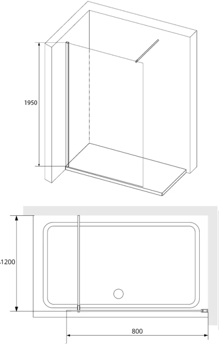 Душевая перегородка RGW Walk In WA-010 80х195 профиль хром стекло прозрачное 351001008-11 - 2