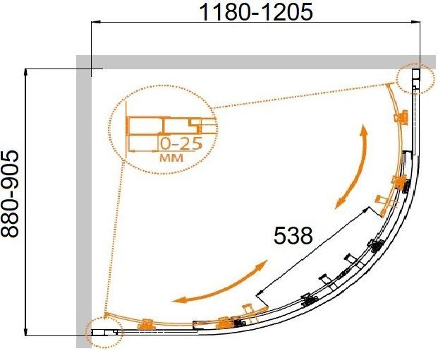 Душевой уголок Cezares Molveno RH 2 120/90 C Cr IV стекло прозрачное MOLVENO-RH-2-120/90-C-Cr-IV - 4