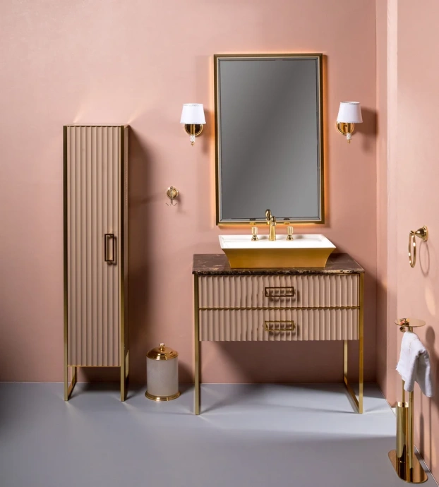 Тумба под раковину чашу Boheme Armadi Art Monaco 100 бежевый глянец - золото 867-100-CPG - 2