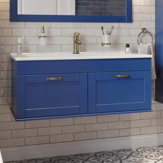 Тумба с раковиной Sanflor Ванесса 105 подвесная, индиго - 0