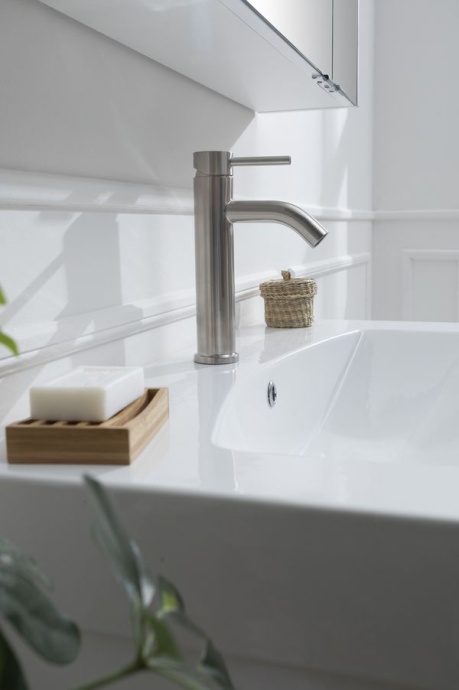 AF210-10S Aquanet Steel, смеситель для умывальника, сталь, сатин (242966) - 1