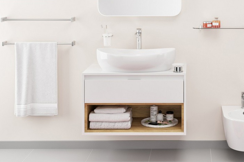 Тумба под накладную раковину Excellent Tuto 80 белый - светлое дерево  MLEX.0102.800.WHBL - 6