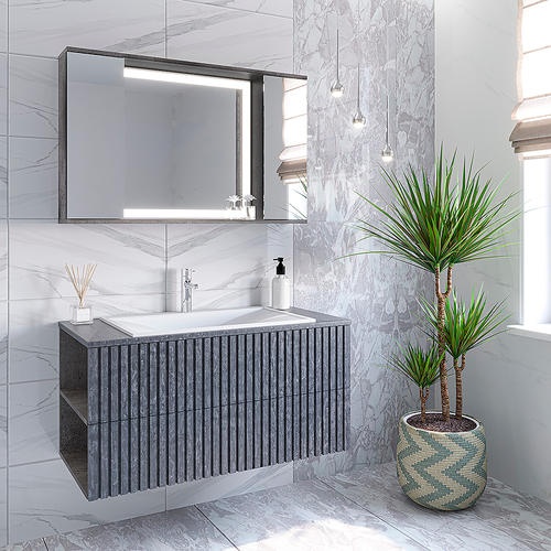 Тумба под раковину подвесная Stella Polar Дэрри 100 серый SP-00001038 - 2