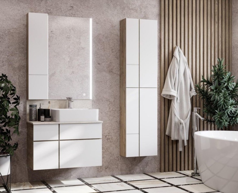 Шкаф подвесной Aquaton Мишель 23 светлое дерево-белый 1A244303MIX40 - 4