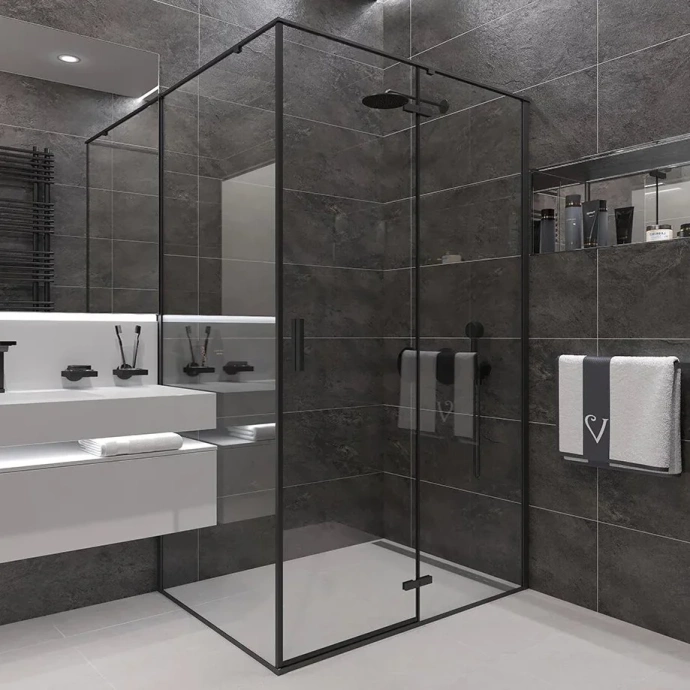 Душевой уголок Veconi Rovigo RV-073B 80x100 профиль черный  RV073B-80100-01-C4 - 0