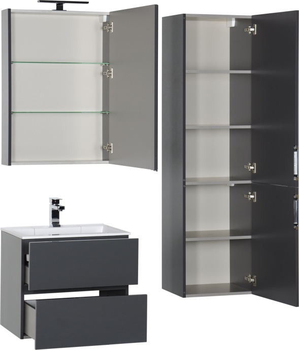 Мебель для ванной Aquanet Алвита 60 серый антрацит - 3