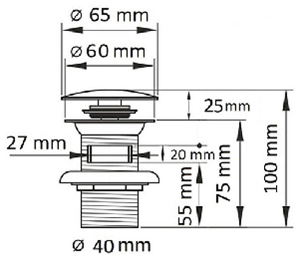 Донный клапан для раковины Ceramalux черный, глянцевый  RD019 - 1