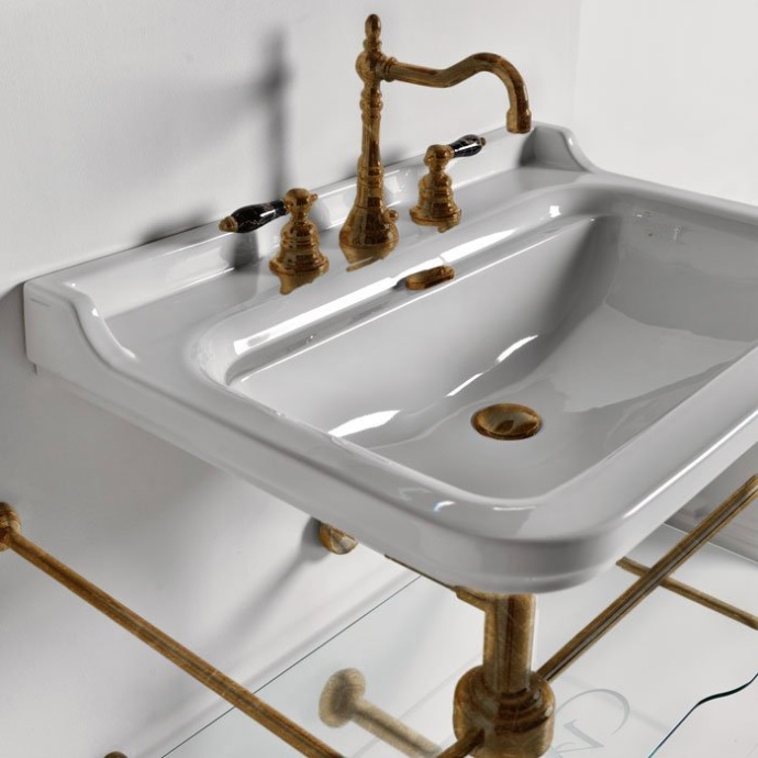 Kerasan Waldorf Металлическая структура для раковины 100см, со стеклянной полочкой, цвет бронза (из 2-х коробок: арт. 919693+920293 и 919901) 9196K3 br - 0