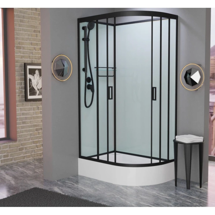 Душевая кабина Frank 120х80 левая черная стекло прозрачное 144009 - 1