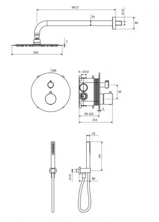 Душевой комплект Excellent PI хром AREX.SET.1248CR - 2