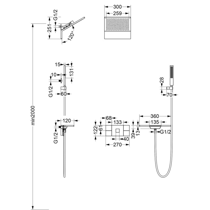 Душевой комплект Vincea Futura с термостатом черный VSFW-2F11TMB - 2