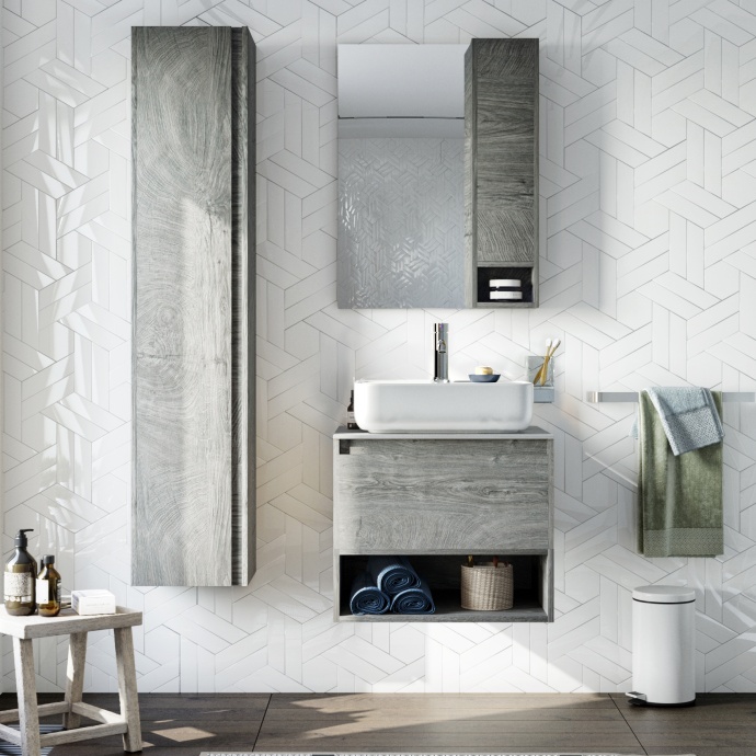 Мебель для ванной STWORKI Карлстад 60 дуб рошелье, монте тиберио, в стиле лофт, подвесная (комплект, гарнитур) 425133 - 0