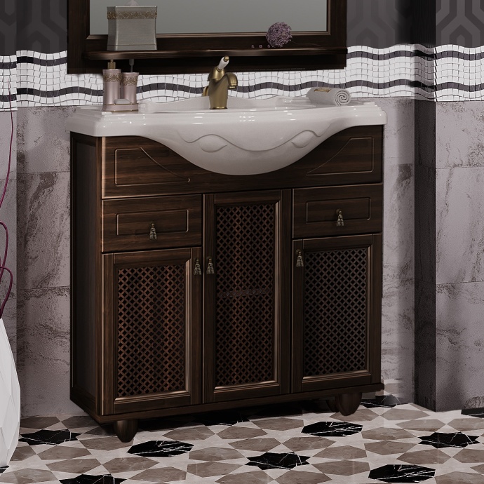 Тумба с раковиной Opadiris Тибет 85 с декоративной решеткой, нагал - 0