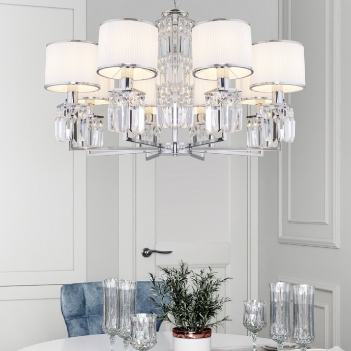 Подвесная люстра Eurosvet Zaffiro 10099/8 хром/прозрачный хрусталь Strotskis (новый абажур) - 2