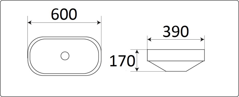 Раковина накладная CeramaLux N 60 см черный матовый  5006CMB - 3