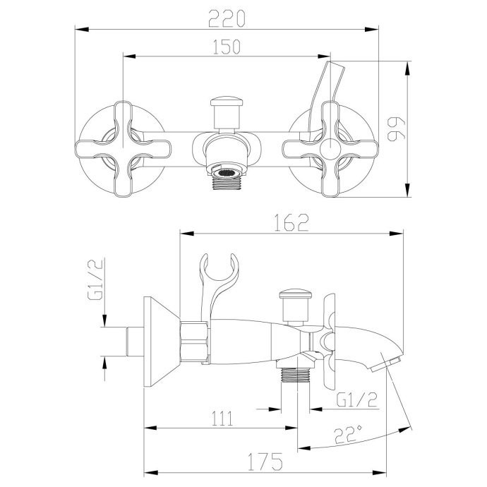 Смеситель Lemark Duetto для ванны с душем LM5712C - 1