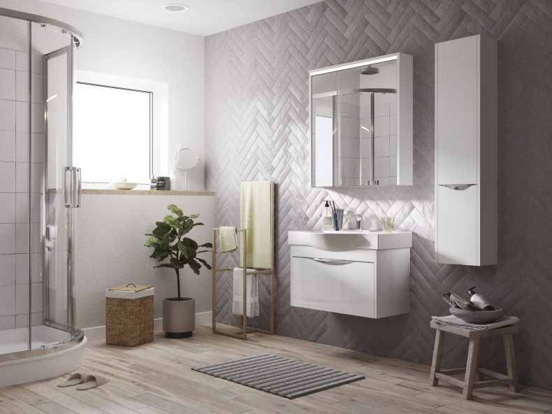 Мебель для ванной STWORKI Хельсинки 80 белая, подвесная, в современном стиле, российская (гарнитур, комплект) 406333 - 3