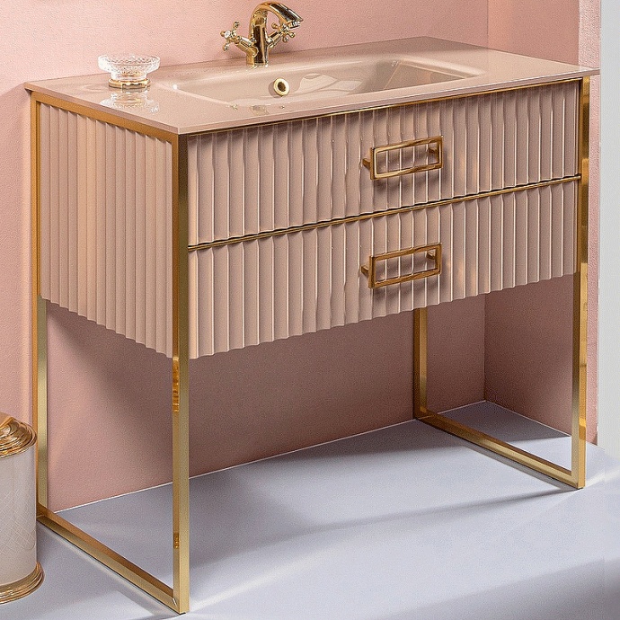 Тумба под раковину моноблок Boheme Armadi Art Monaco 100 бежевый глянец - золото 866-100-CPG - 0