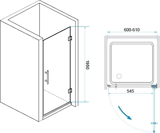 Душевая дверь RGW Hotel HO-011B 60х195 профиль черный стекло прозрачное 350601106-14 - 2