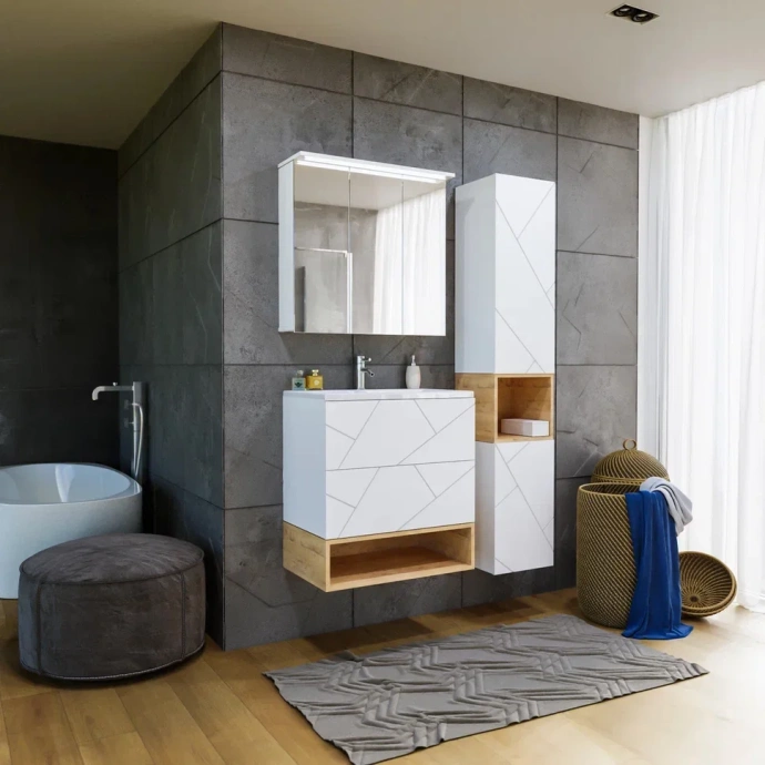 Тумба под раковину Бриклаер Кристалл 70 белая матовая  4627125415951 - 3