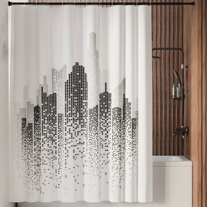 Штора для ванной Wasserkraft Ammer 180х200 рисунок белый  SC-38101 - 0