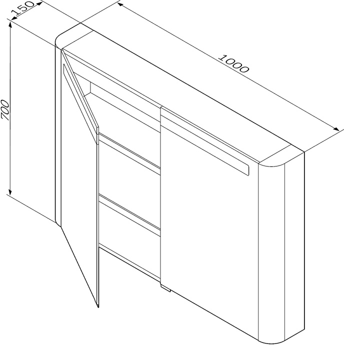 Зеркало-шкаф AM.PM Sensation 100 белый глянец M30MCX1001WG - 3