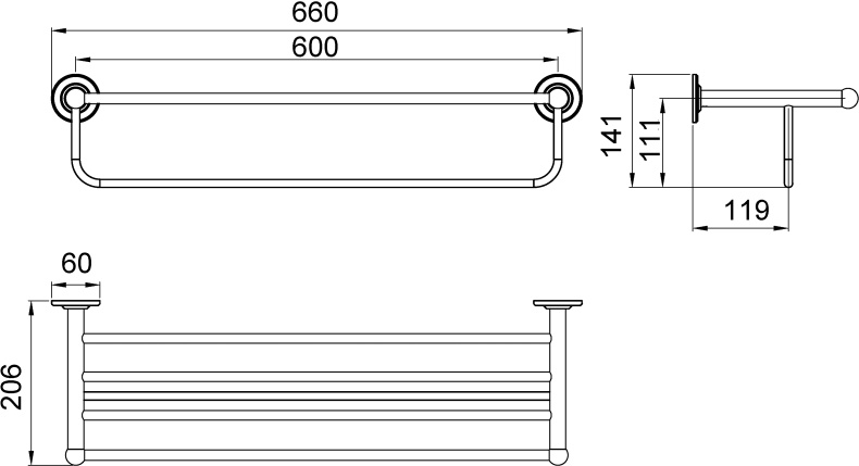 Полка для полотенец Timo Nelson 150058/00 хром - 1