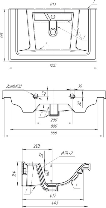 Тумба с раковиной Misty Турин 100 подвесная, орех - 4