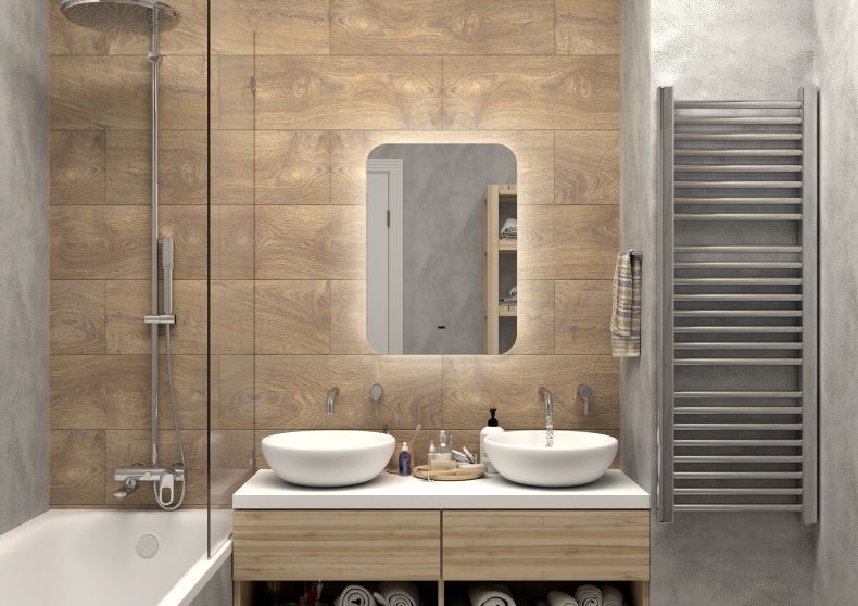 Зеркало DIWO Кострома 50 с подсветкой, прямоугольное, настенное, белое ЗЛП1718 - 5